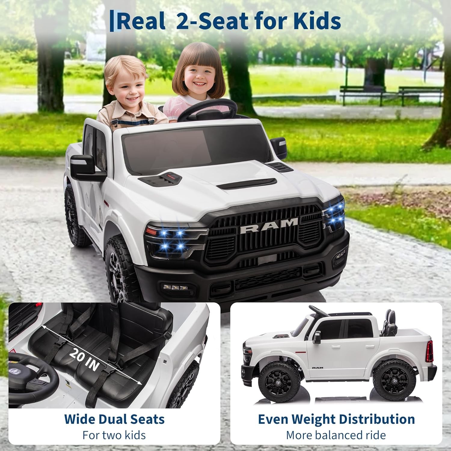 2 Seater Electric Car for Kids 24V Ride on Truck Toys Licensed RAM 2500 for Kids