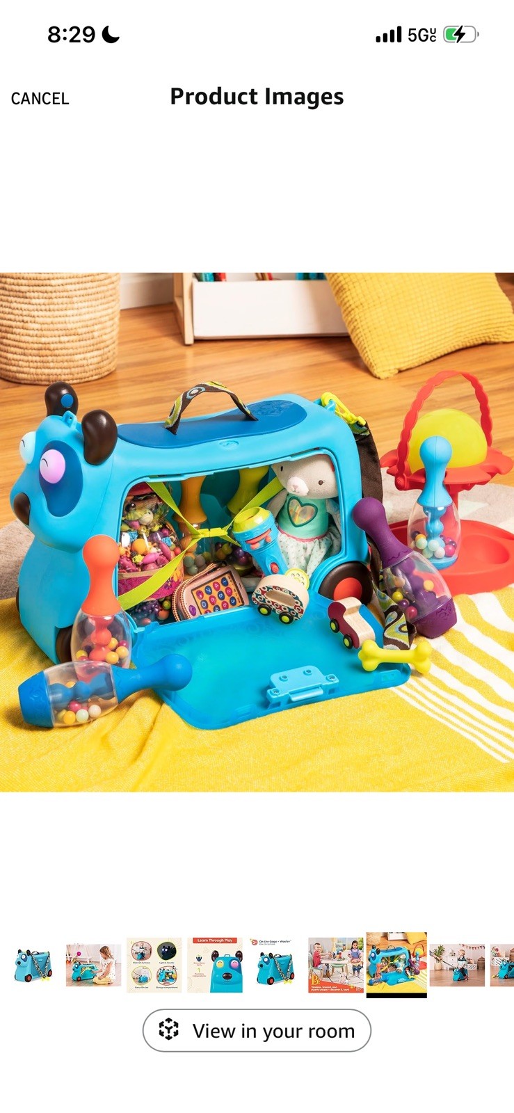 B. Toys Woofer On The Gogo Ride On Toy Carry On Toy Storage for Toddlers