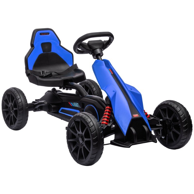 Kids Pedal Go Kart Ride on Toy w/ Adjustable Seat Swing Axle Handbrake Aged 3-8