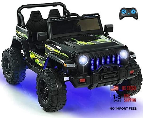 Kids Ride on Car Truck with 2.4G Remote Control, 12V Battery Dark Black