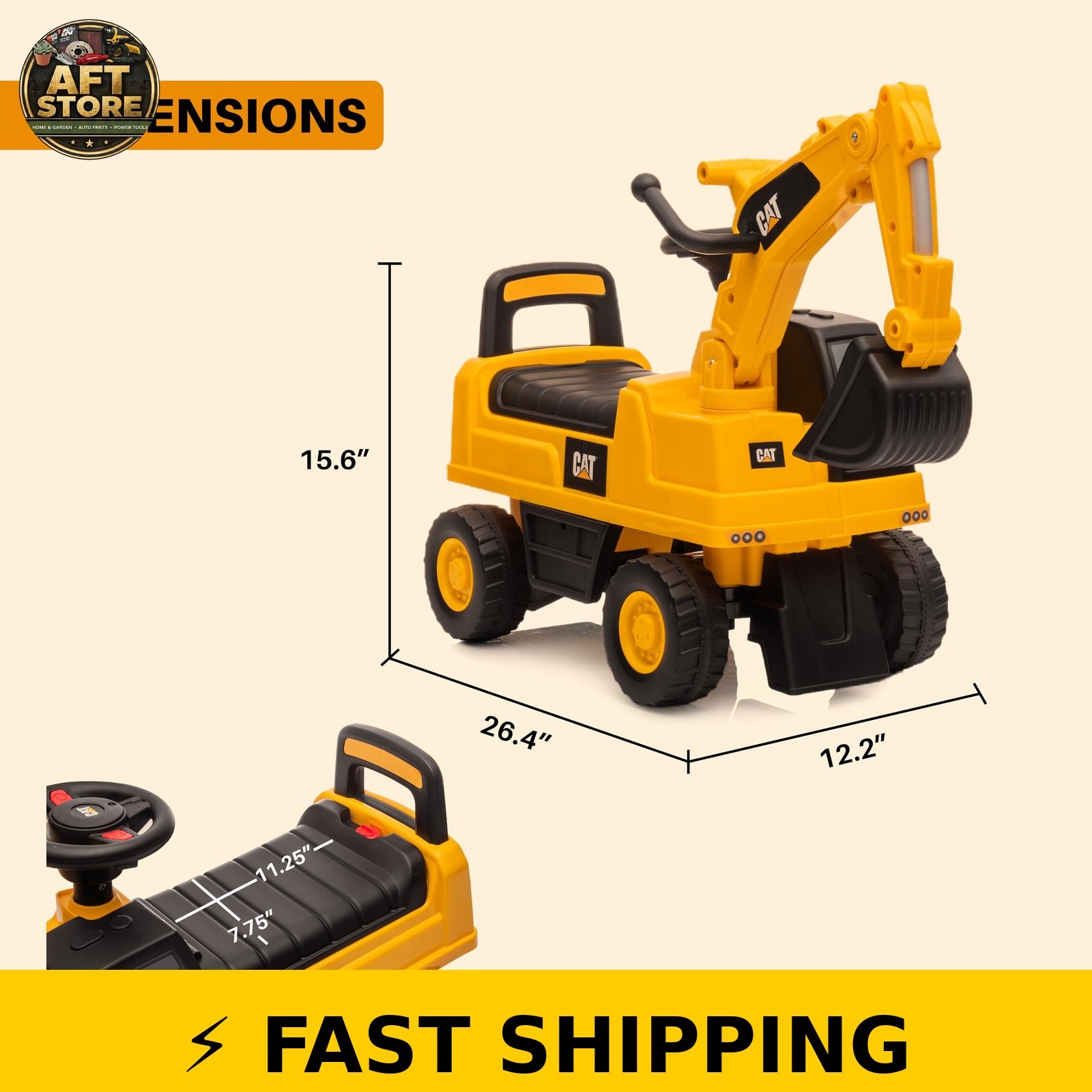 Best Ride On Cars CAT Excavator Push Car for Kids