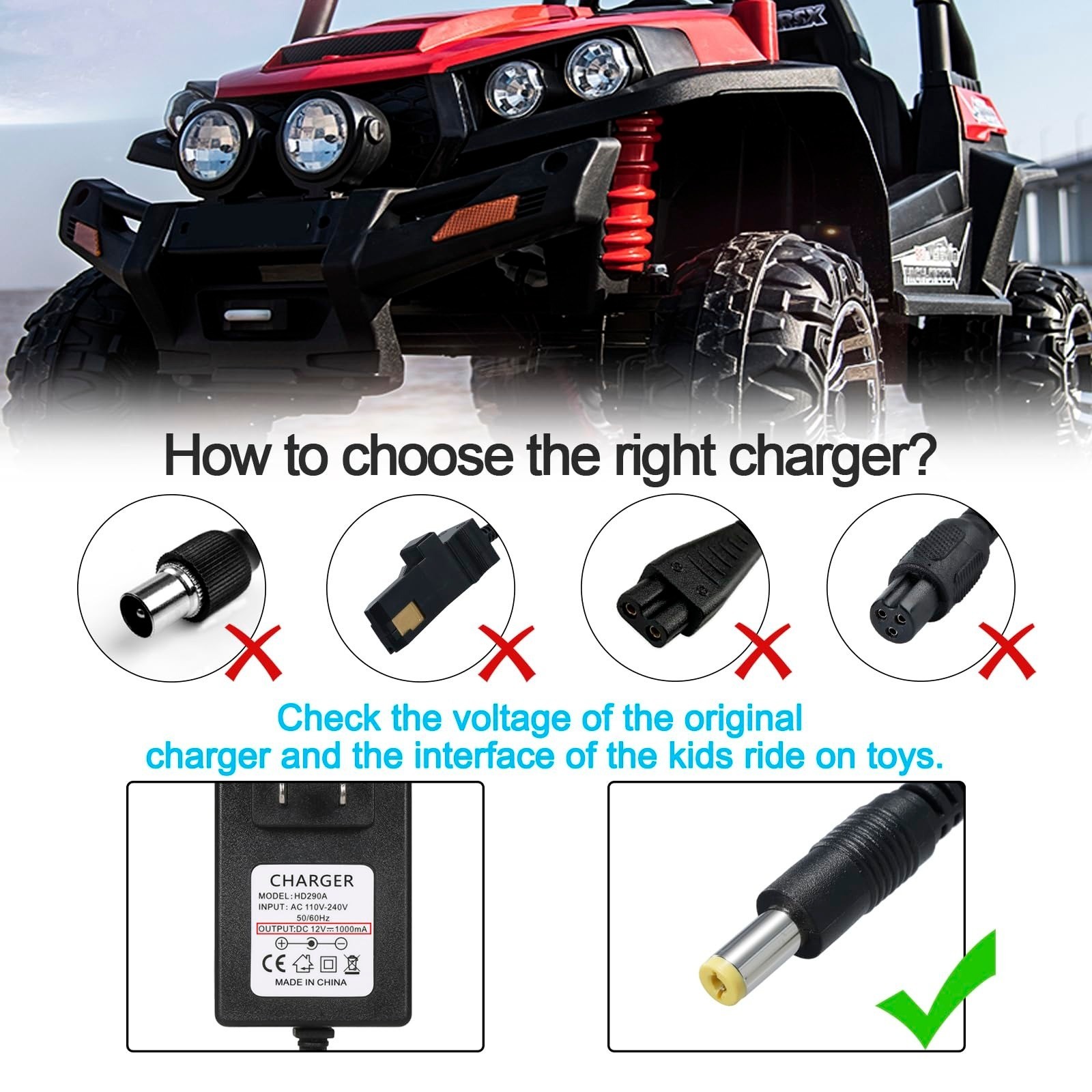 12V Kids Ride On Car Battery Charger – Fast Charging & Safety Certified