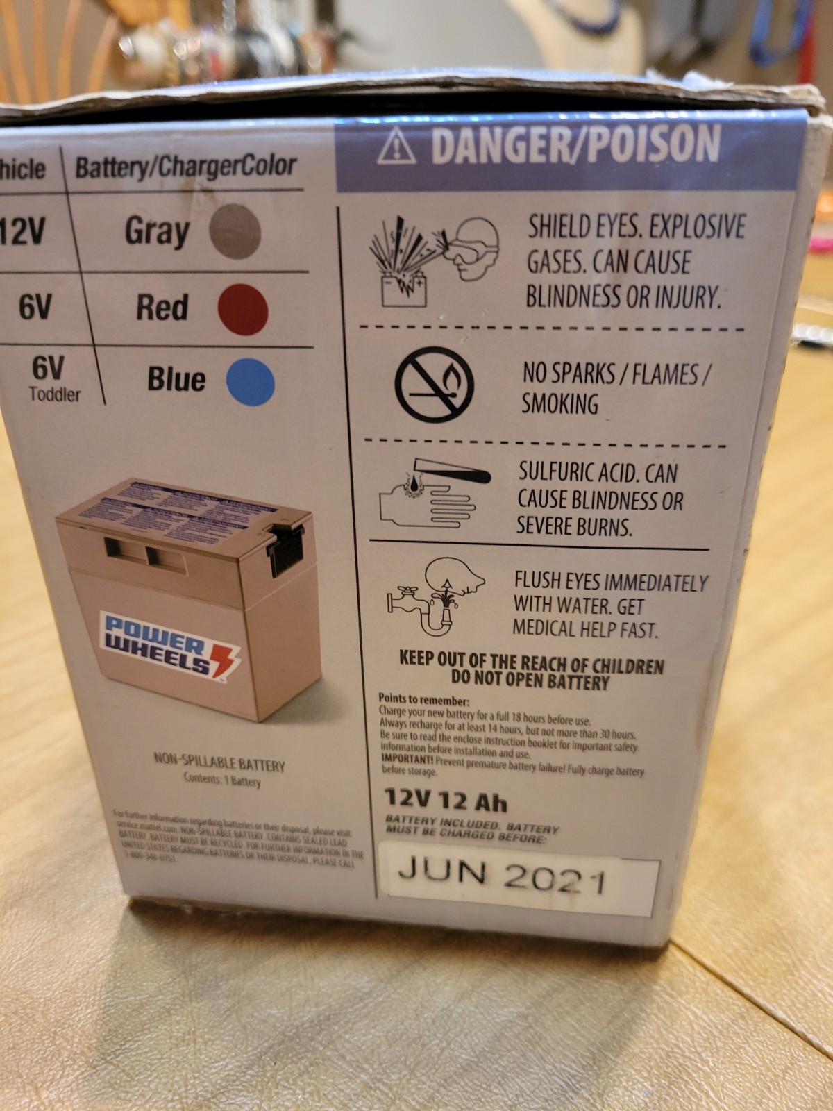 Power Wheels Gray Battery 12 Volt Expires June 2021 original Box Untested