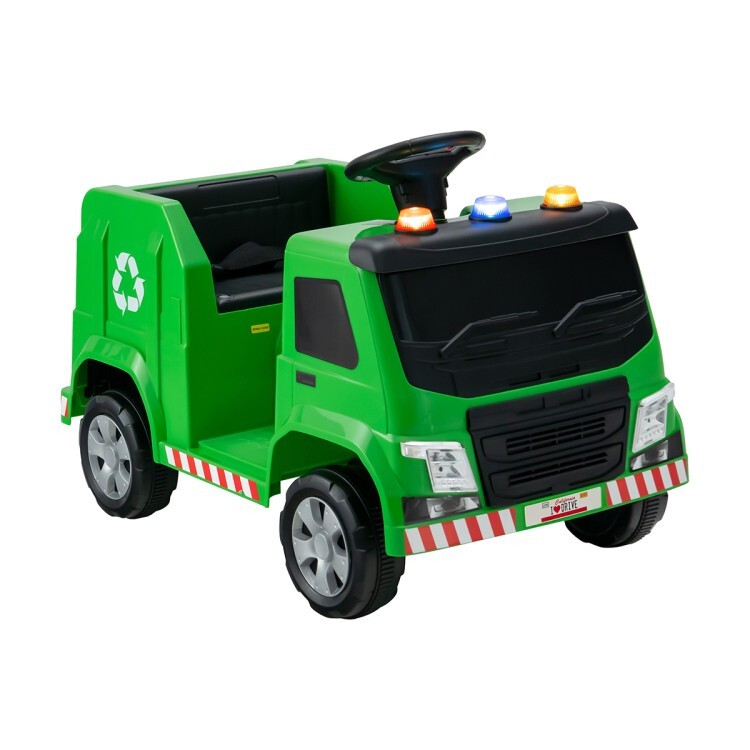12V Battery Ride On Toy Recycling Garbage Truck Gift Kids With Warning Lights