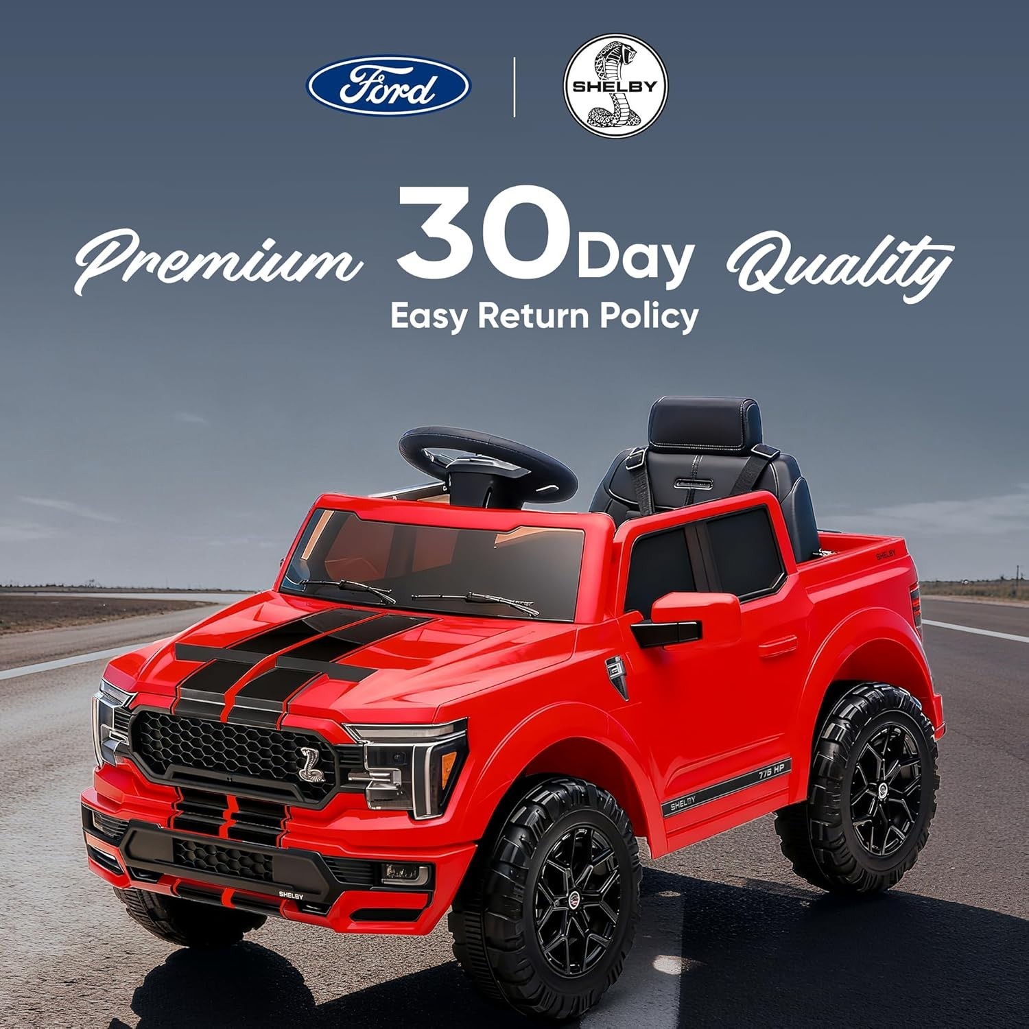 Hikiddo Licensed Ford Shelby F-150 Kids Ride on Car Truck, 12V Toddler Electric