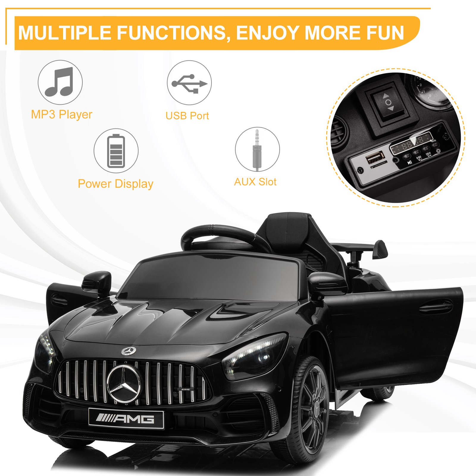 Kid Toddler 12V Licensed Mercedes-Benz Electric Ride on Car Toy w/Remote Control