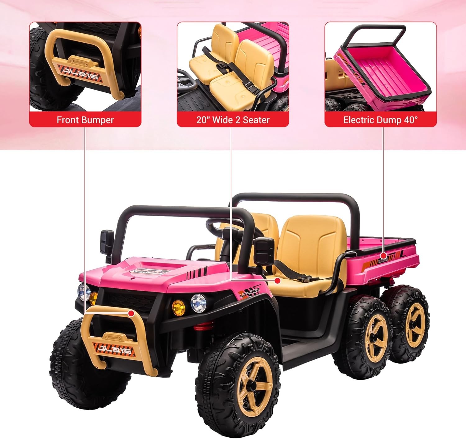 Kids 24V Ride On Dump Truck UTV Electric Ride On Car Toys Vehicles w/ Dump Bed