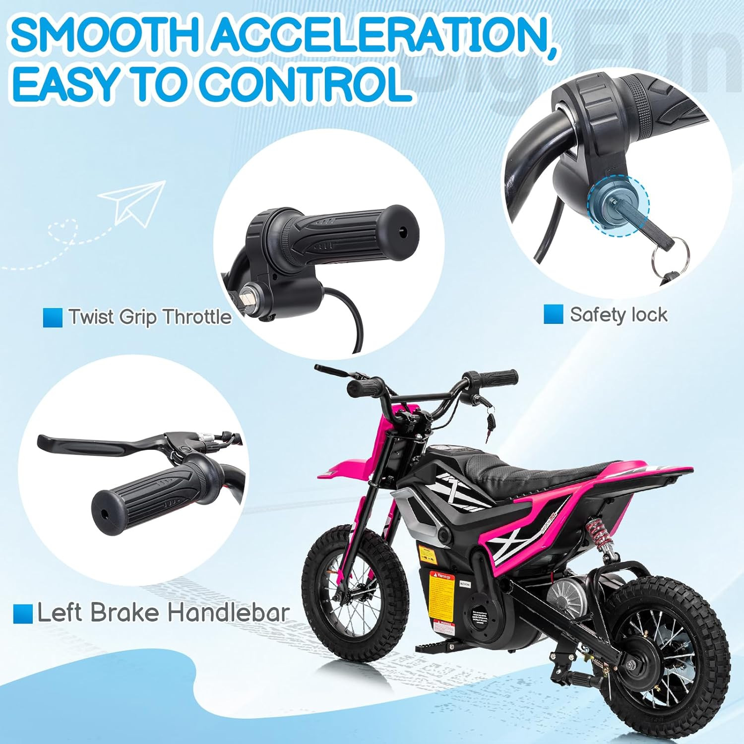 24V Kids Electric Dirt Bike, up to 14 Mph Electric Motorcycle Mini Bike, W/ 2.75