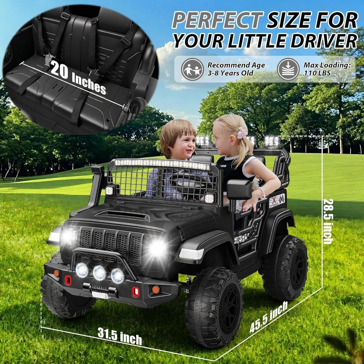 2 Seater Kids Electric Car 24V Ride on Toy Battery Power w/Remote Control Gifts
