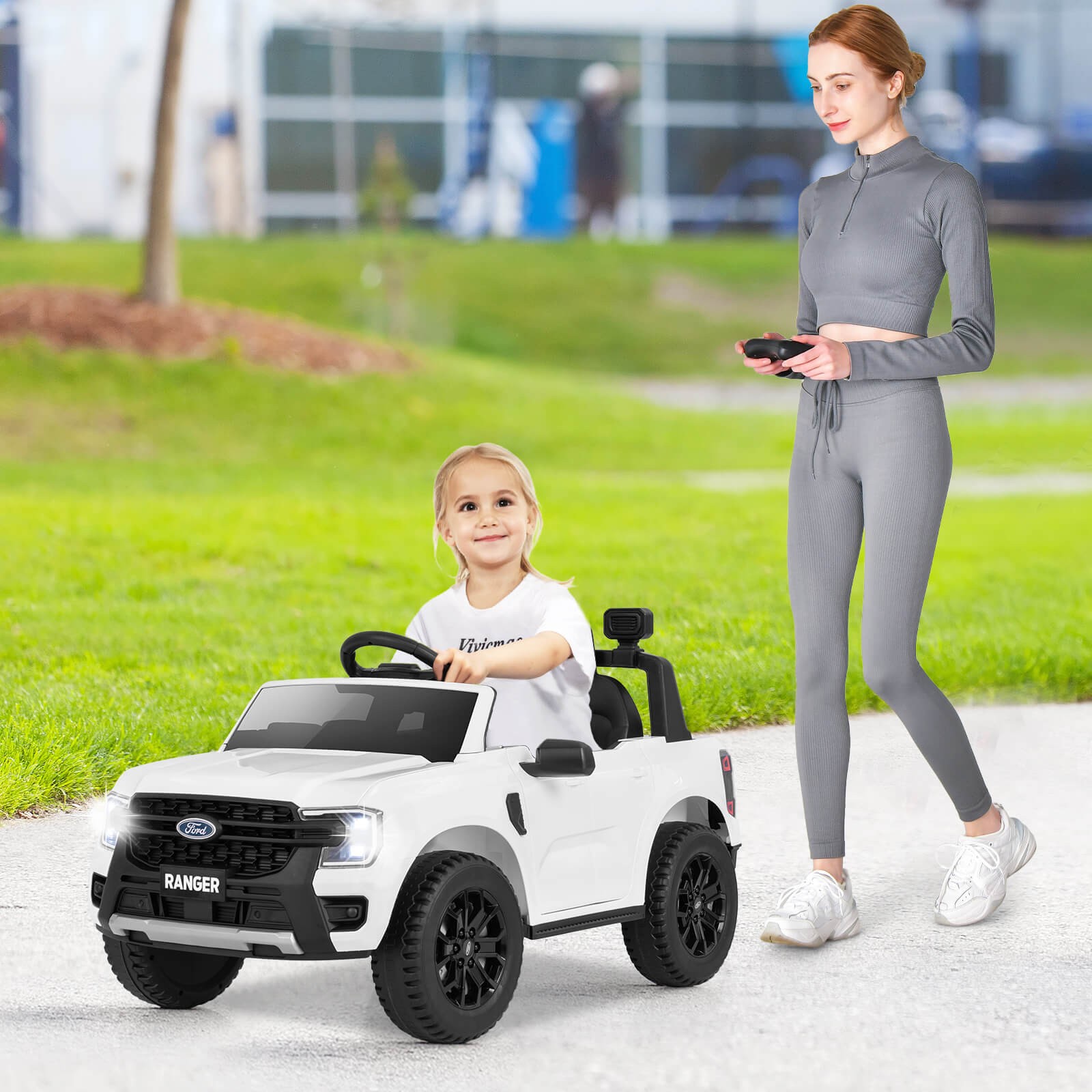 12V Licensed Ford Ranger Kids Ride on Car with Remote Control Storage Basket