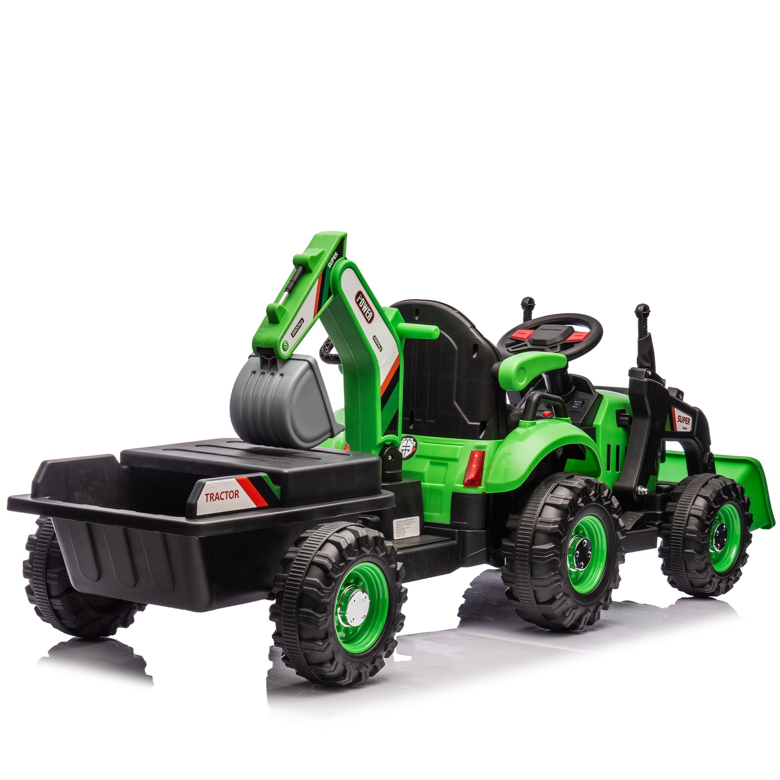 4 in 1 Kids Ride on Tractor 24V Electric Excavator Bulldozer Dump Truck W/Remote