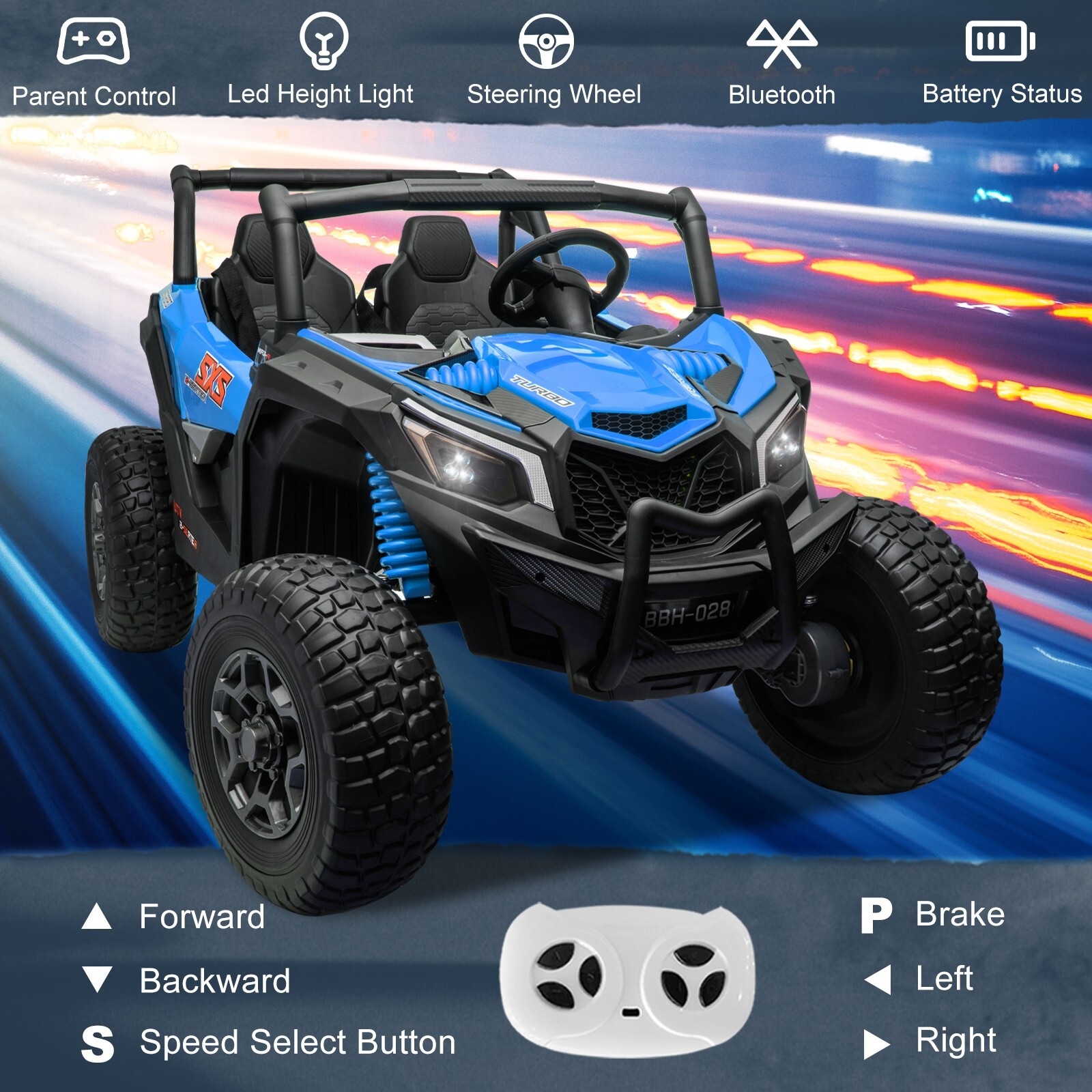 ZEOPHOL 24V Kids Battery Ride On UTV Truck 4WD 2-Seats 200W*4 Motor EVA Wheels