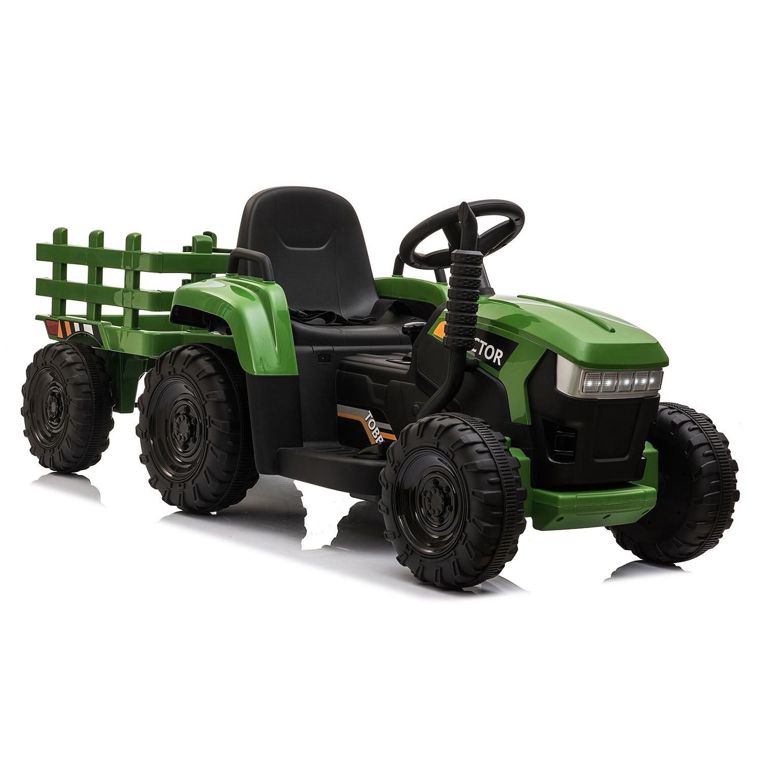 TOBBI 12V Kids Ride on Tractor Electric Vehicle W/ One Detachable Trailer,Lights