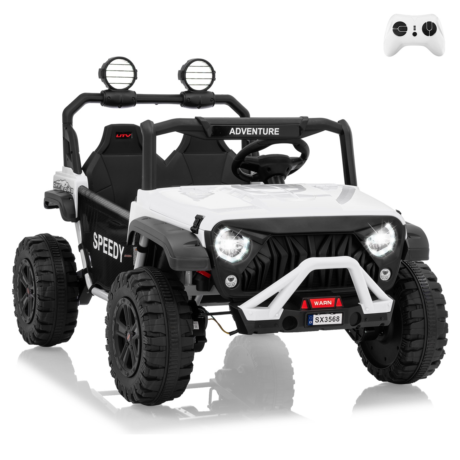 24V 2Seater 4WD Kids Ride On Truck Remote Suspension LED Dual Storage Music