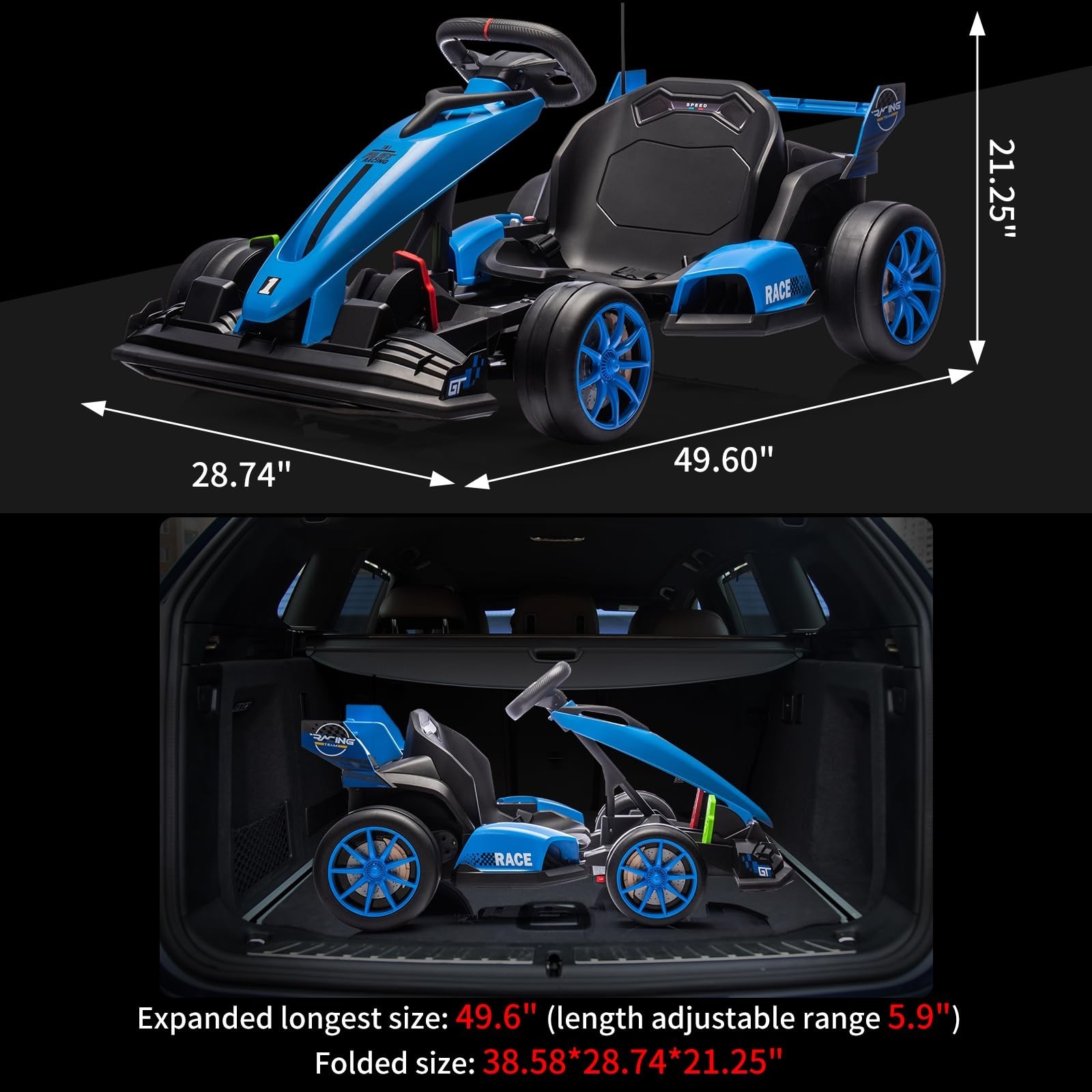 24V Electric Drift Kart for Kids Go Kart Ride Car w/ Adjustable Seat Ride on Toy