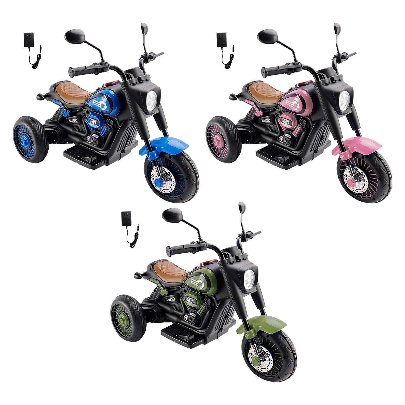 3-Wheel 6V Kid Ride On Motorcycle Electric Toy With Colorful Light And Music