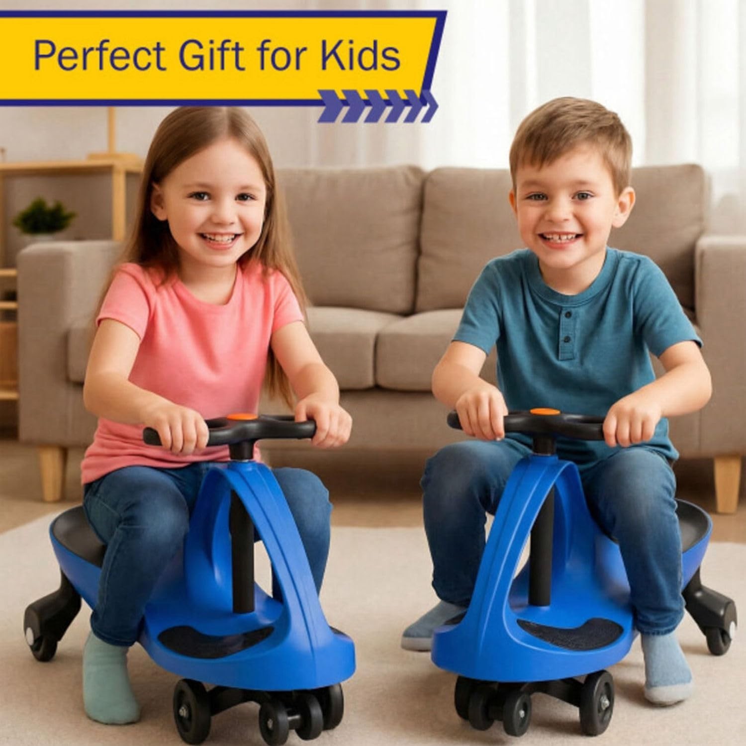 Durable Wiggle Car Ride-On for Ages 3+, Battery-Free Fun for Indoor/Outdoor Play