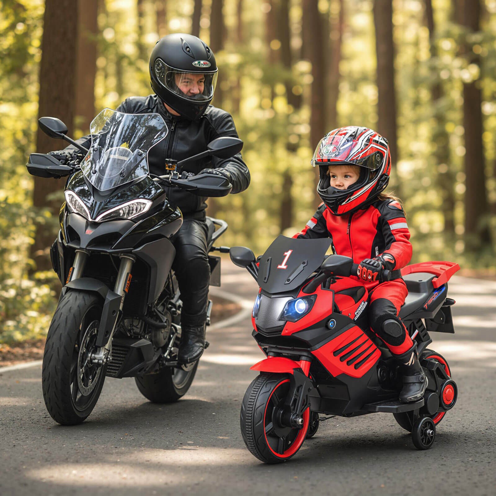 6V Kids Motorcycle w/Music, Horn, Detachable Training Wheels & LED Headlights