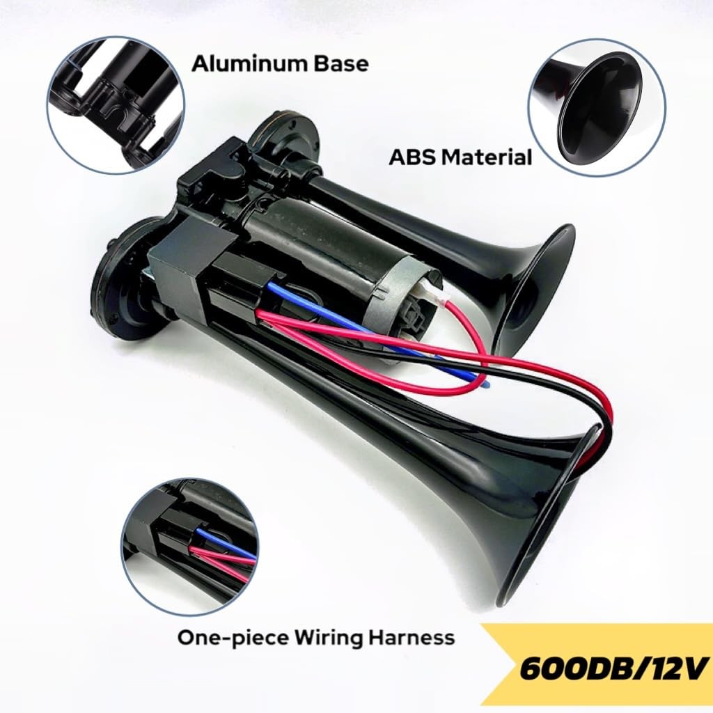 12V 600DB Car Air Horn, Super Loud Air Horn for Truck, Dual Electric Air Horns K