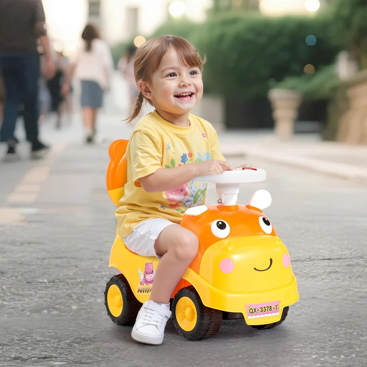 Lightweight Toddler Ride On Toy: Fun Push Car with Music for 19-36 Kids