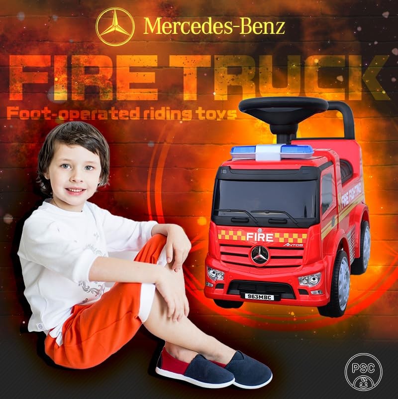 AIJYU TOYS Mercedes Benz Fire Truck Foot Powered Ride On