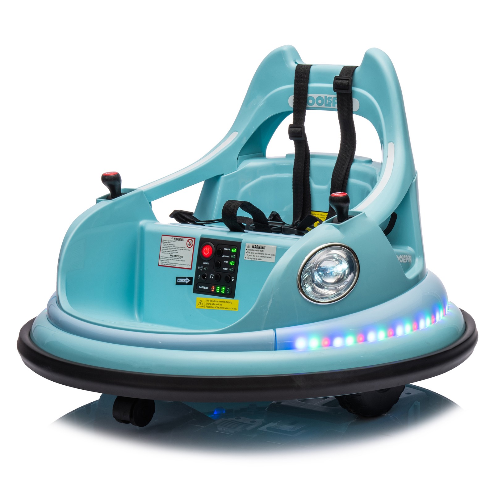 12V Ride on Bumper Car for Kids Electric Car for Kids 1.5-5 Years Old LED Blue