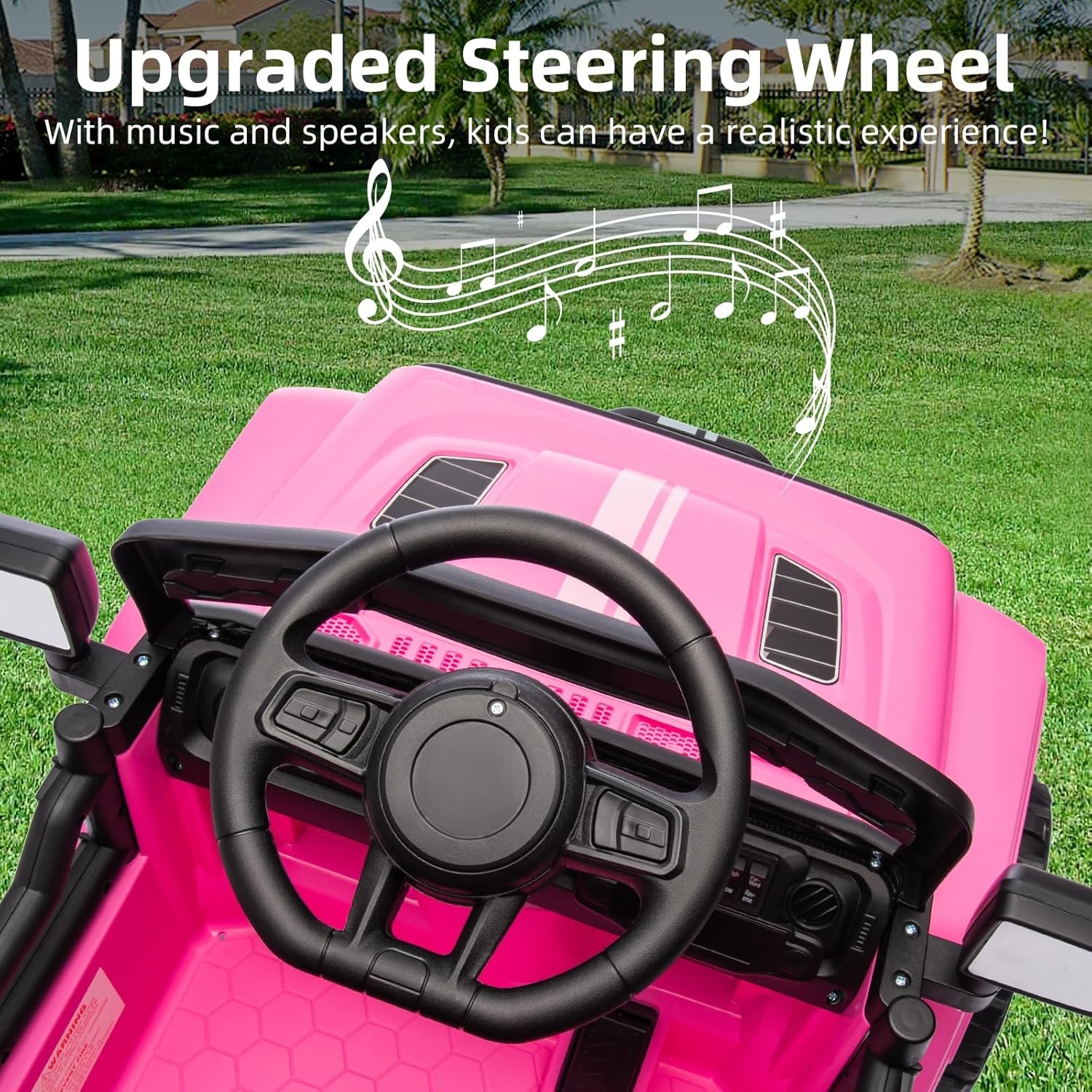 12V Kids Ride On Truck w/ Remote, 2 Speeds, Spring Suspension, LED Lights – Pink