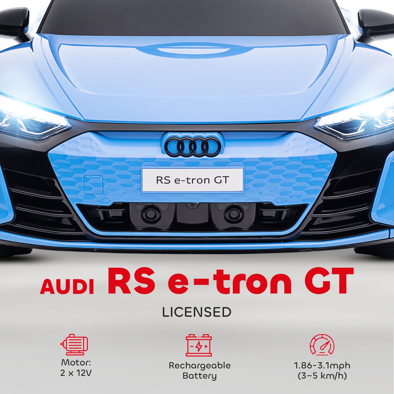 Electric Car for Kids, 12V Licensed Audi RS E-tron GT 3.1 MPH Kids Ride on Car,