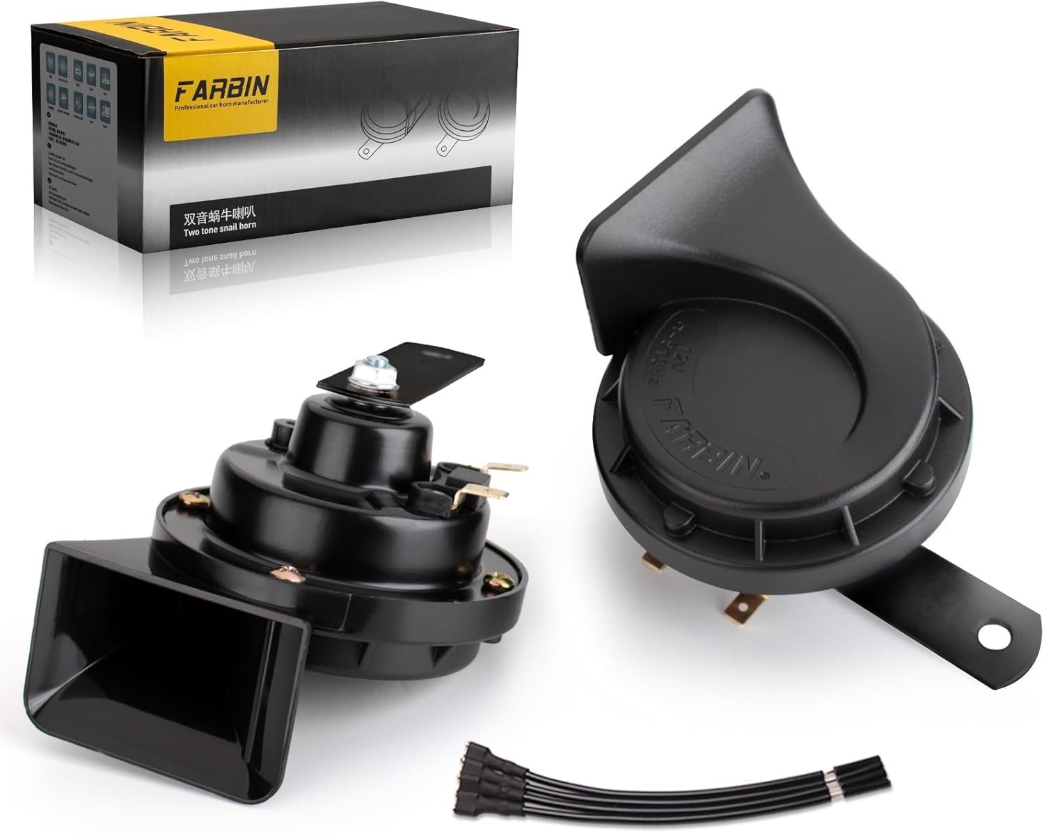 Horns Auto Horn 12V Car -Tone Kit Universal for Any 12V Vehicles Black