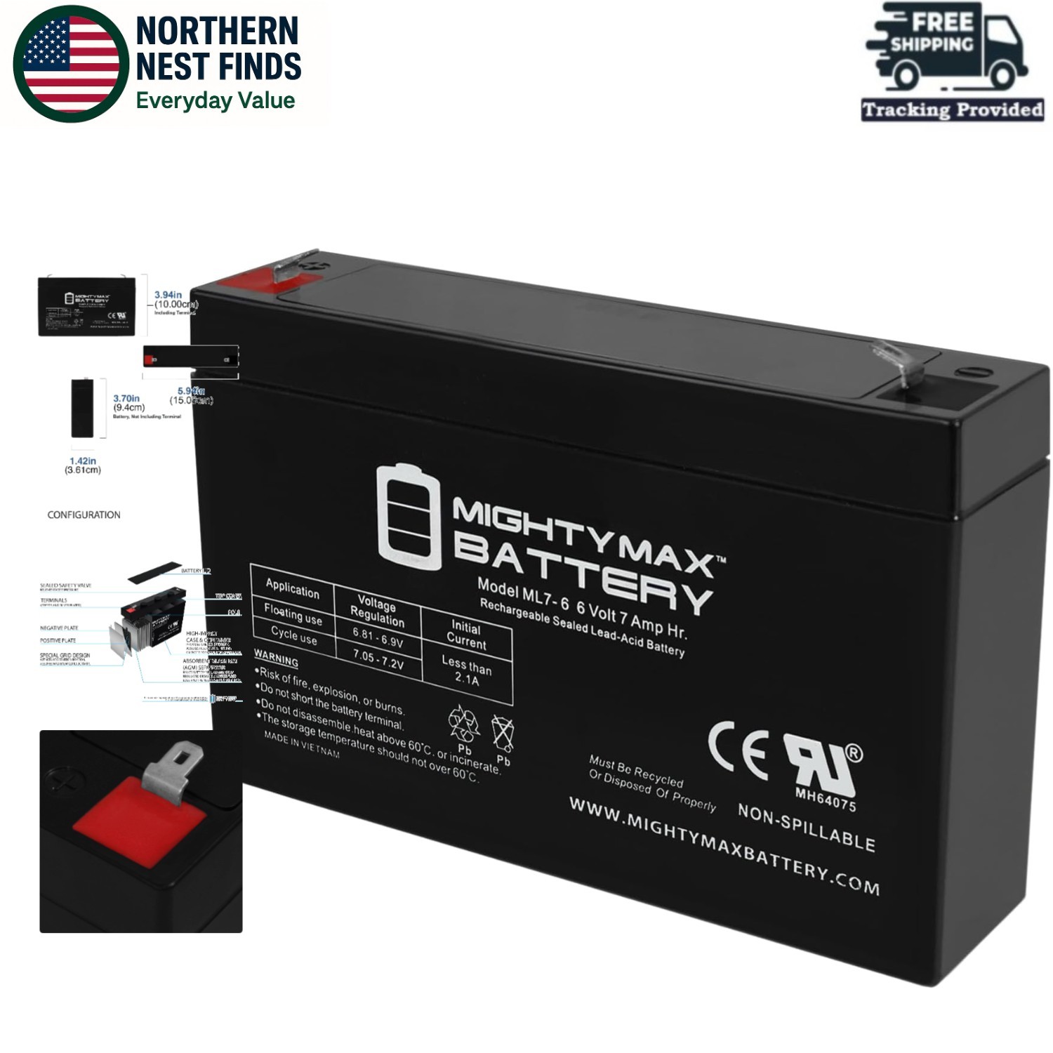 Compact 6V 7AH Rechargeable Battery for Children’s Power Cars – 1