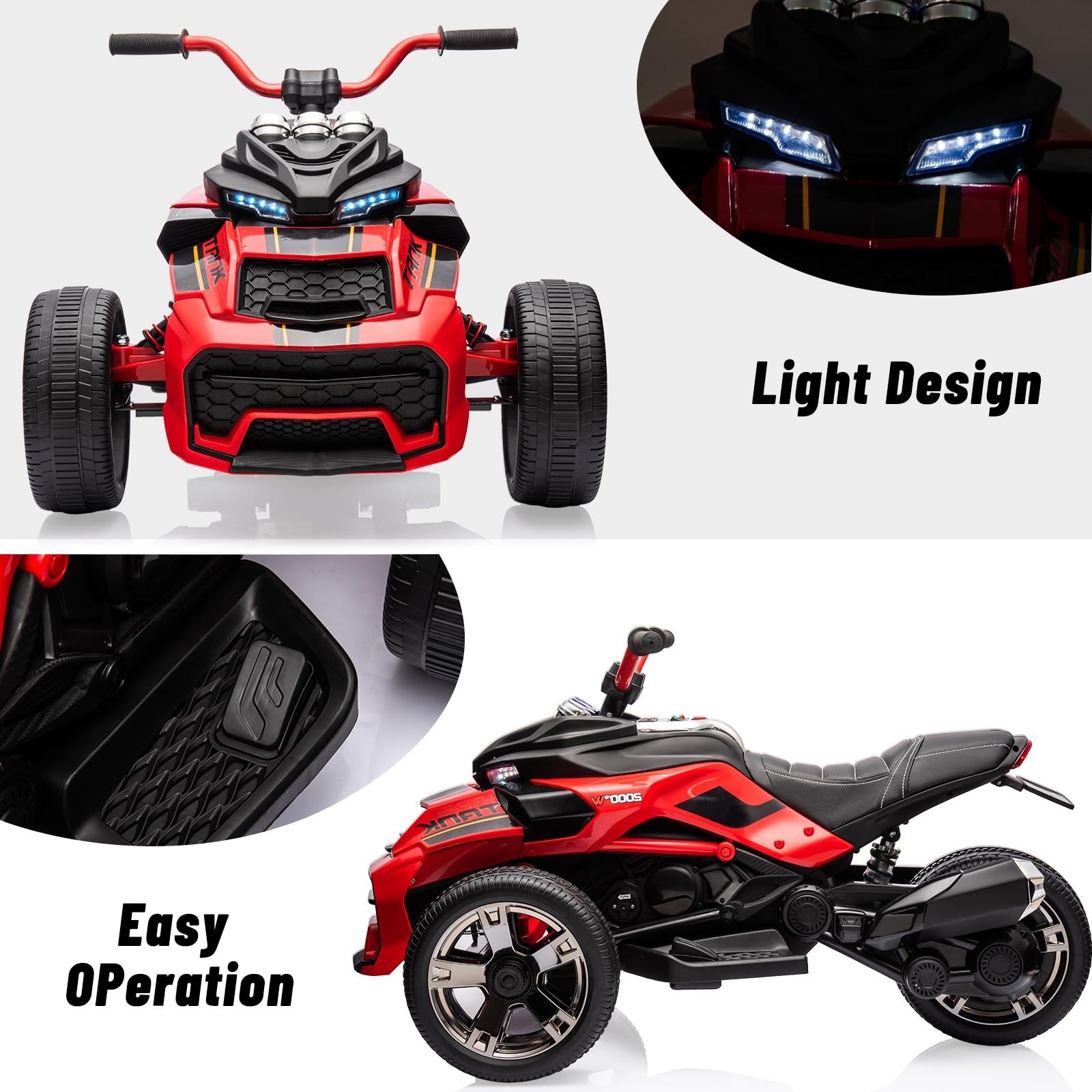 12V 3 Wheeler Ride On ATV Off-Road Motorcycle Battery Powered Electric Vehicle
