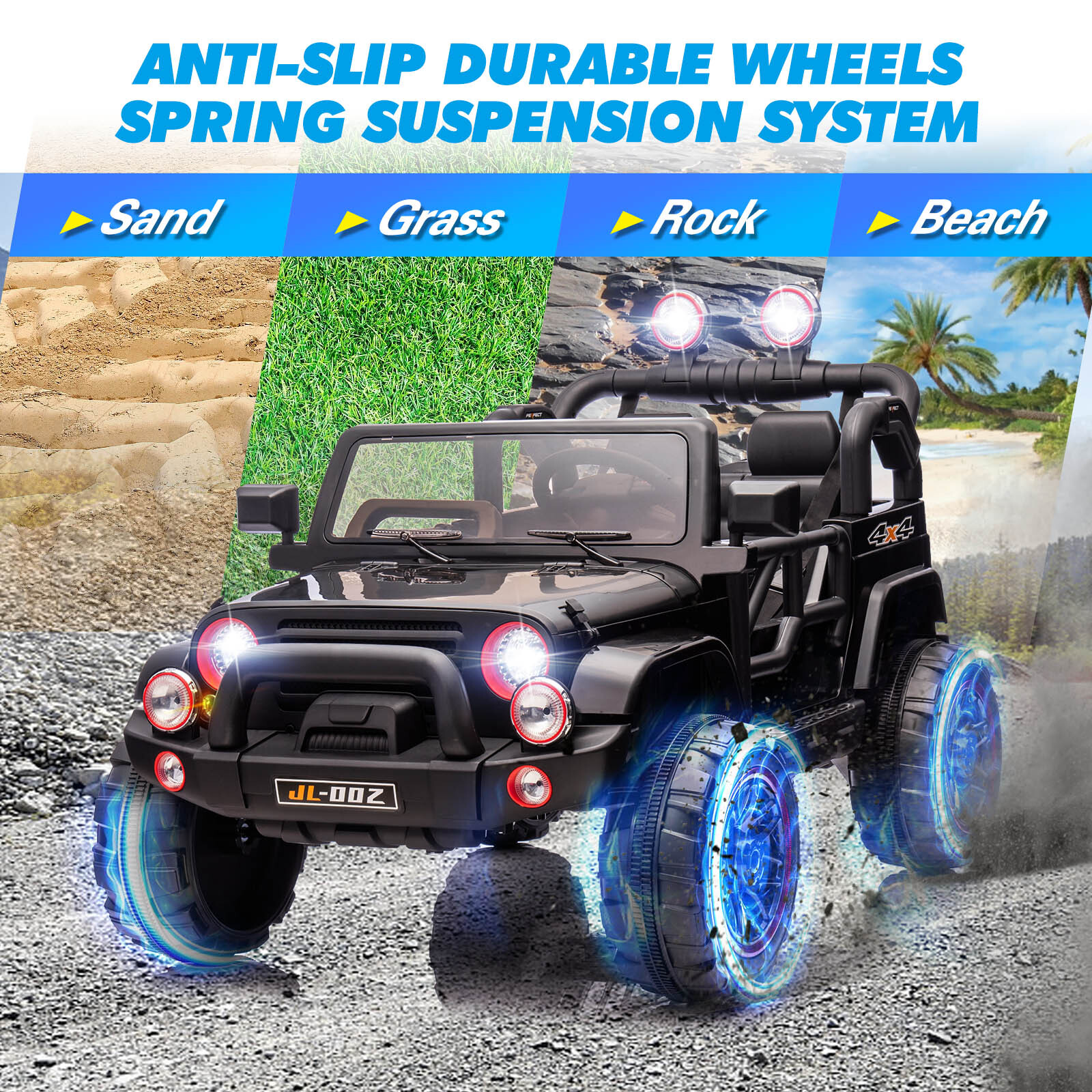 Black 12V Battery Kids Ride On Car Truck 3 Speeds Toy LED MP3 w/Remote,Car Cover