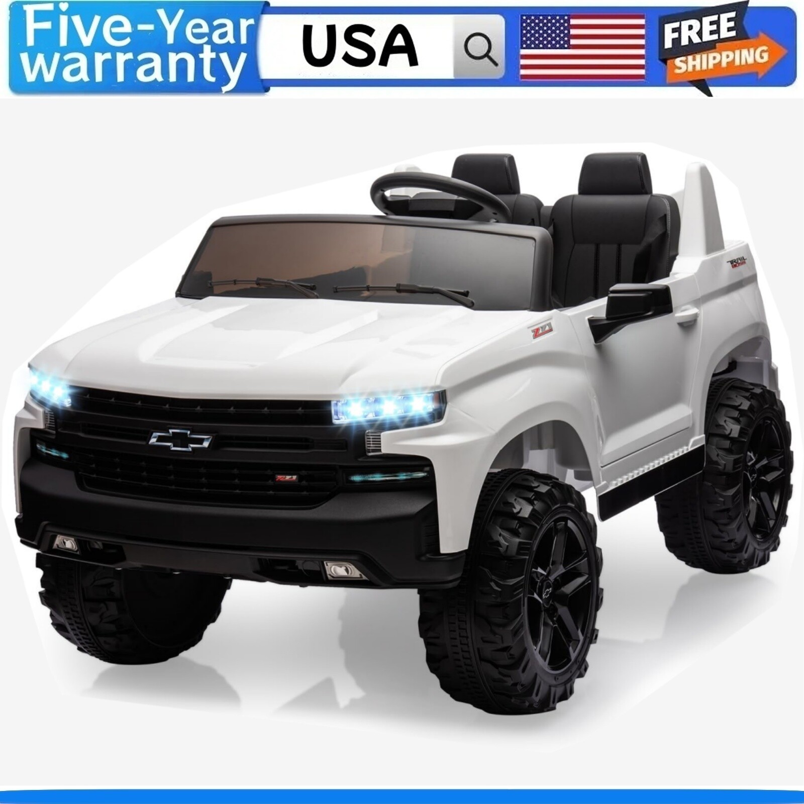 24V 2-Seater Truck Licensed Chevrolet Silverado Ride On Car Toy 3 Speeds Music