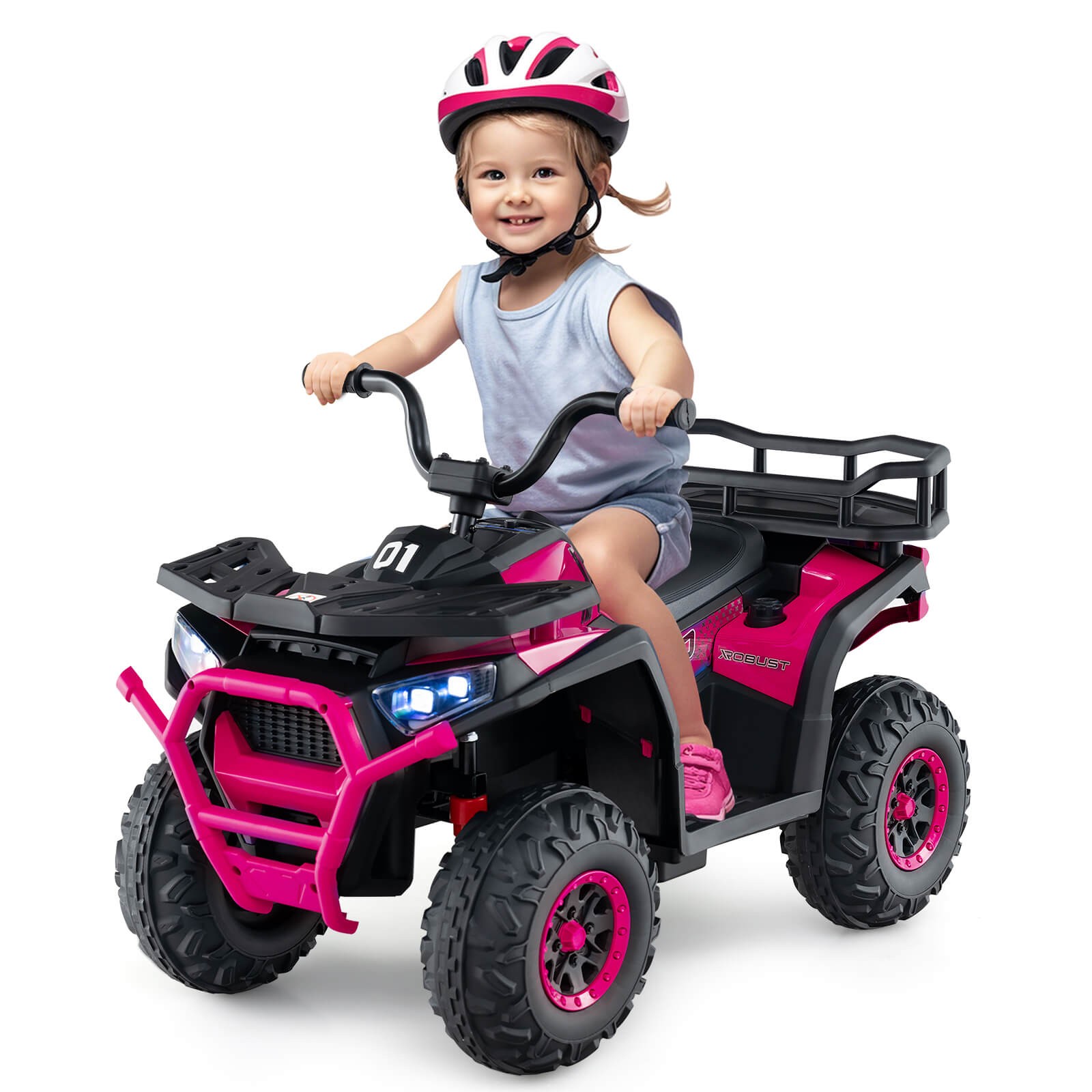 24V Kids Ride on Electric ATV Car Toy w/ Spring Suspension & LED Lights USB