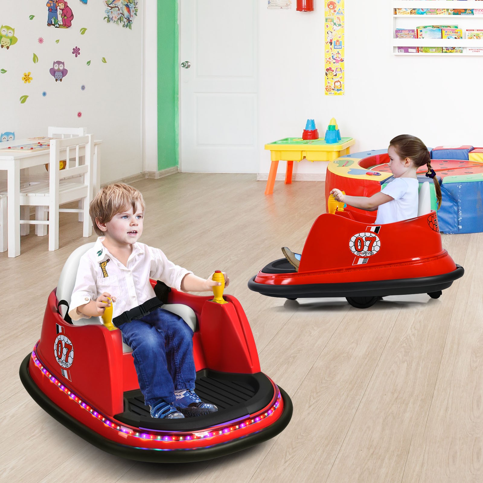 6V Vehicle 360° Spin Race Toy Kids Ride On Bumper Car w/ Remote Control Red