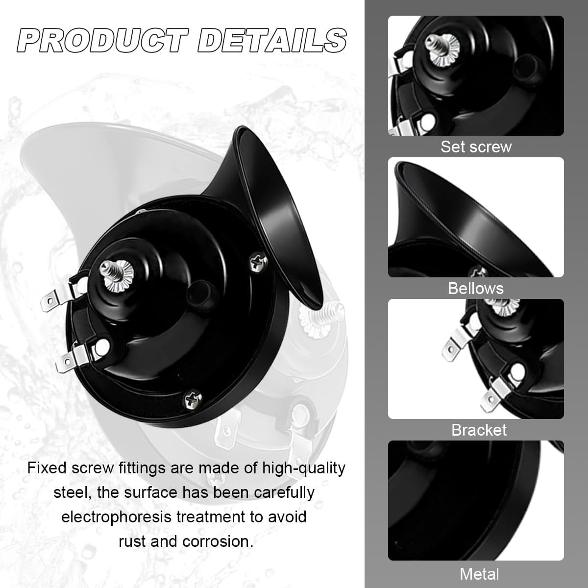 Super Loud Car Snail Horns, 12V 300DB Durable Car Horn Kit, High Low Tone