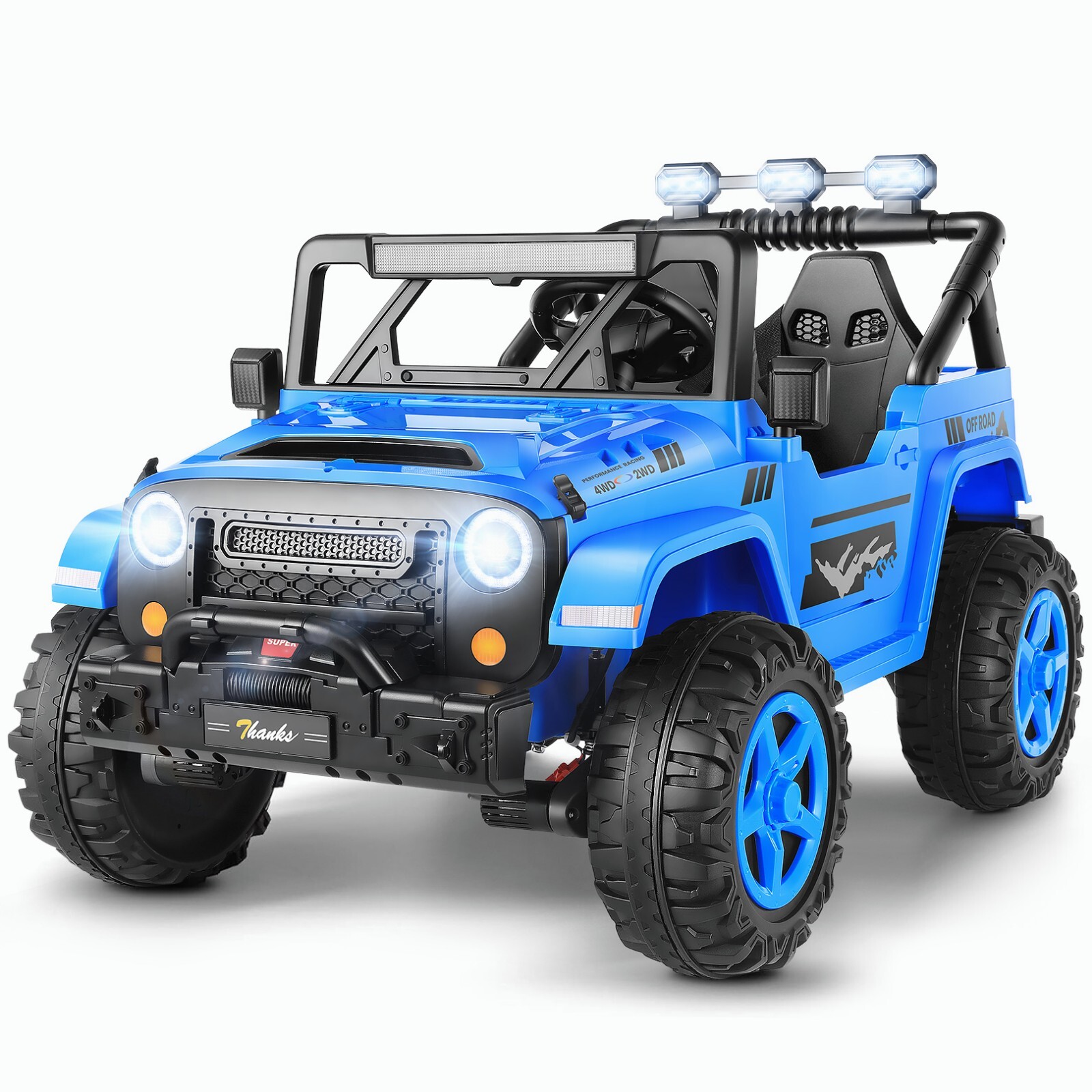 24V 4WD Ride on Cars with Remote Control, 2 Seater Power Wheels w/ 4*200W Motor