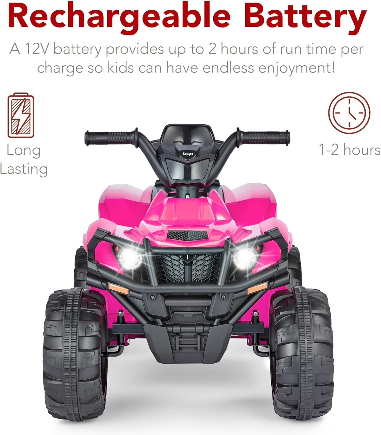 12V Kids Ride-On Electric ATV, 4-Wheeler Quad Car Toy W/Bluetooth Audio, 2.4Mph