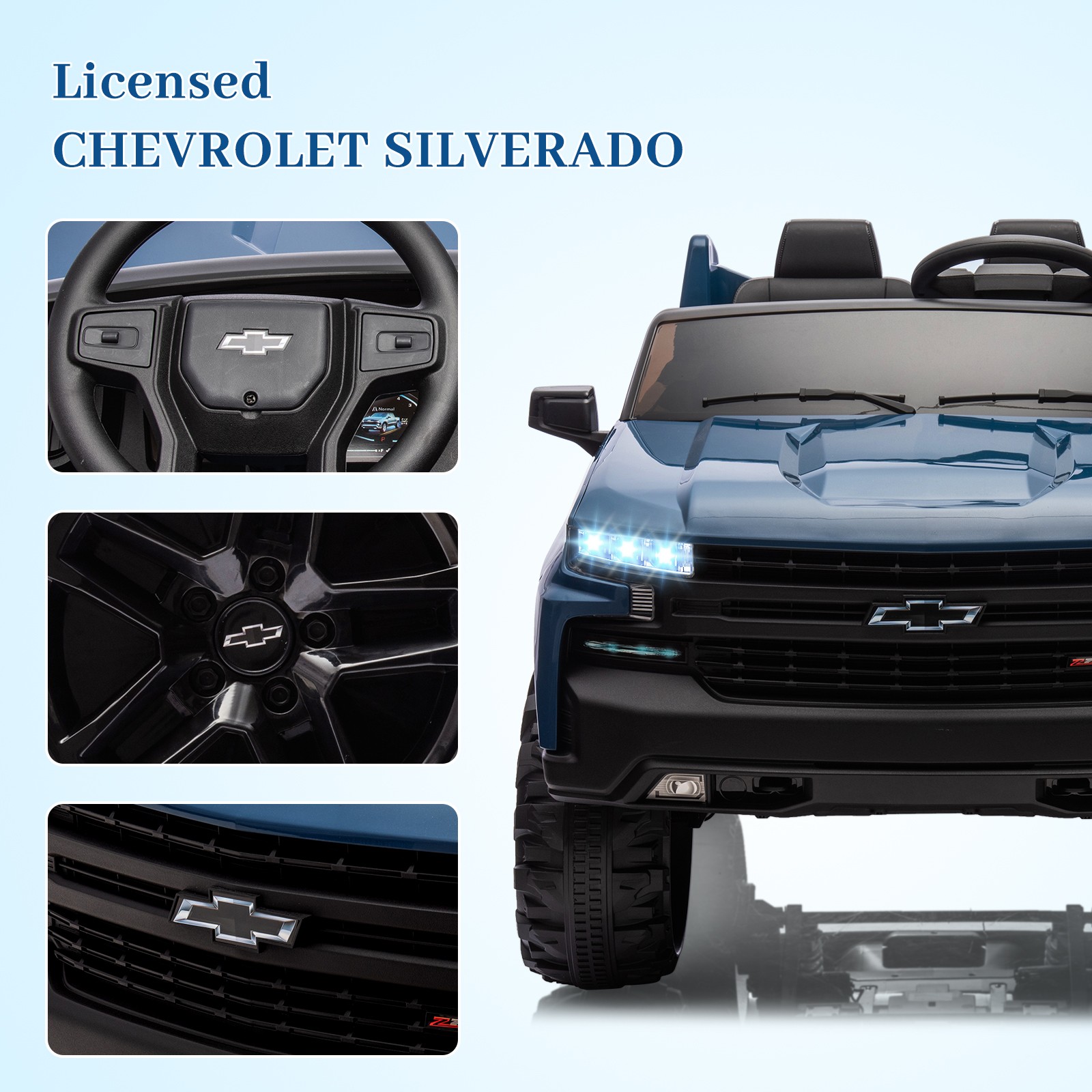 24V 9Ah 2 Seater Ride on Car Toys Licensed Chevrolet Silverado w/Remote Control