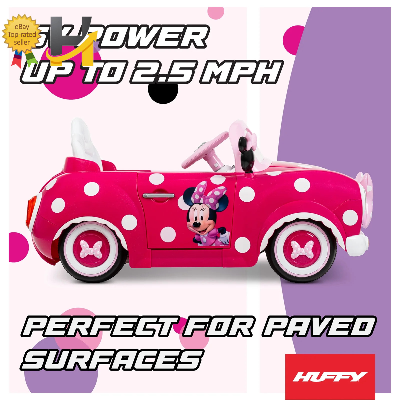 Disney Minnie Mouse Convertible Ride On Car 6 Volt Electric Toy For Kids Age 3+