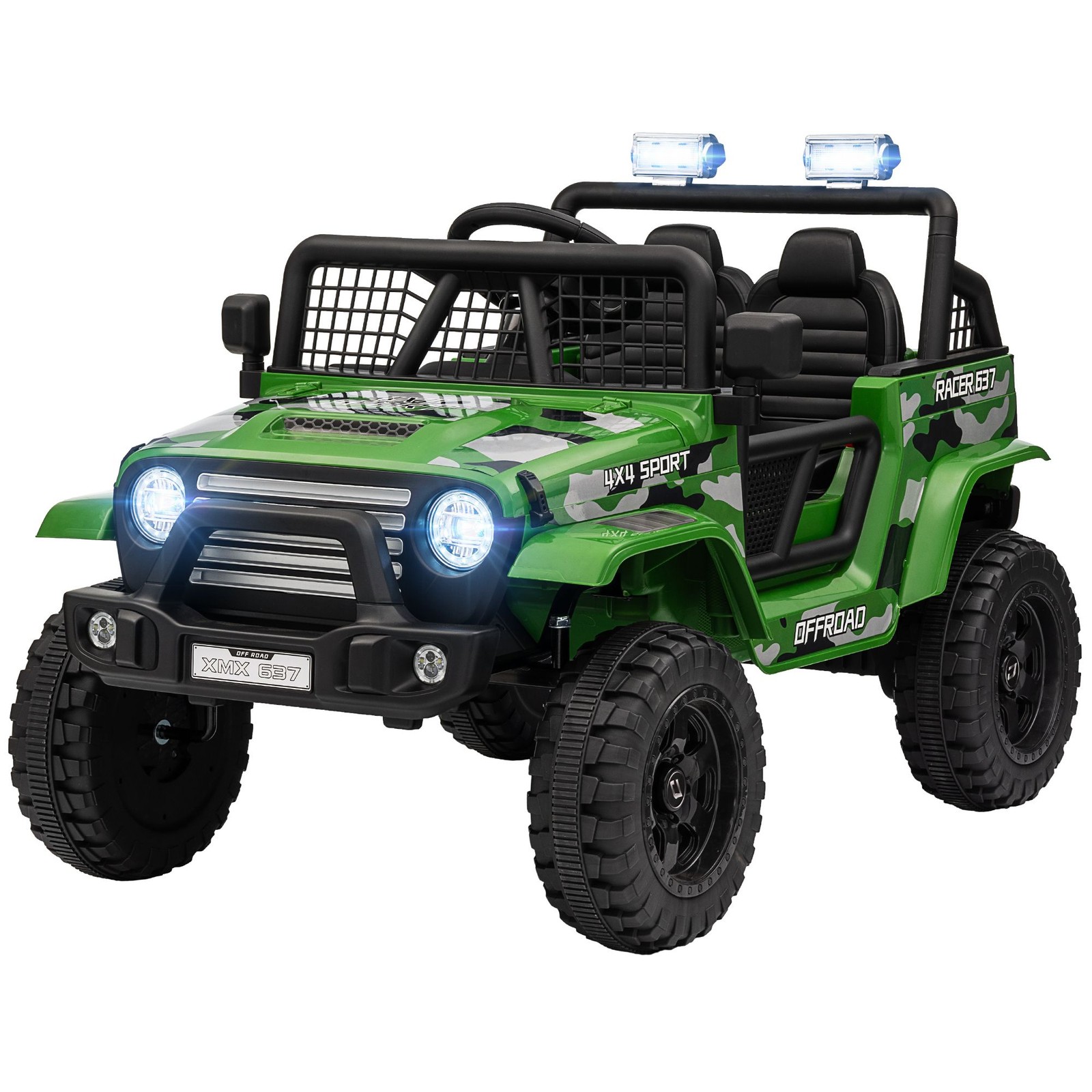 12V Electric Car with Realistic Features 3 Speeds Run Time 50Min Green