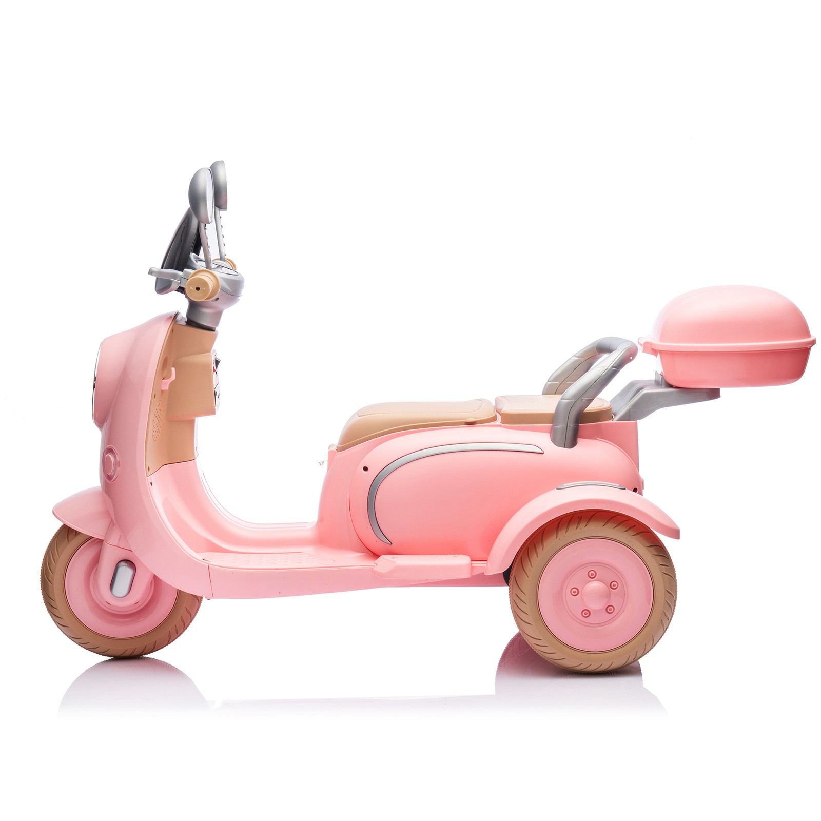 12V Two Motors Kids Ride On Level Up Two-seater 3 Wheel Toy for Kids 3-6 Pink