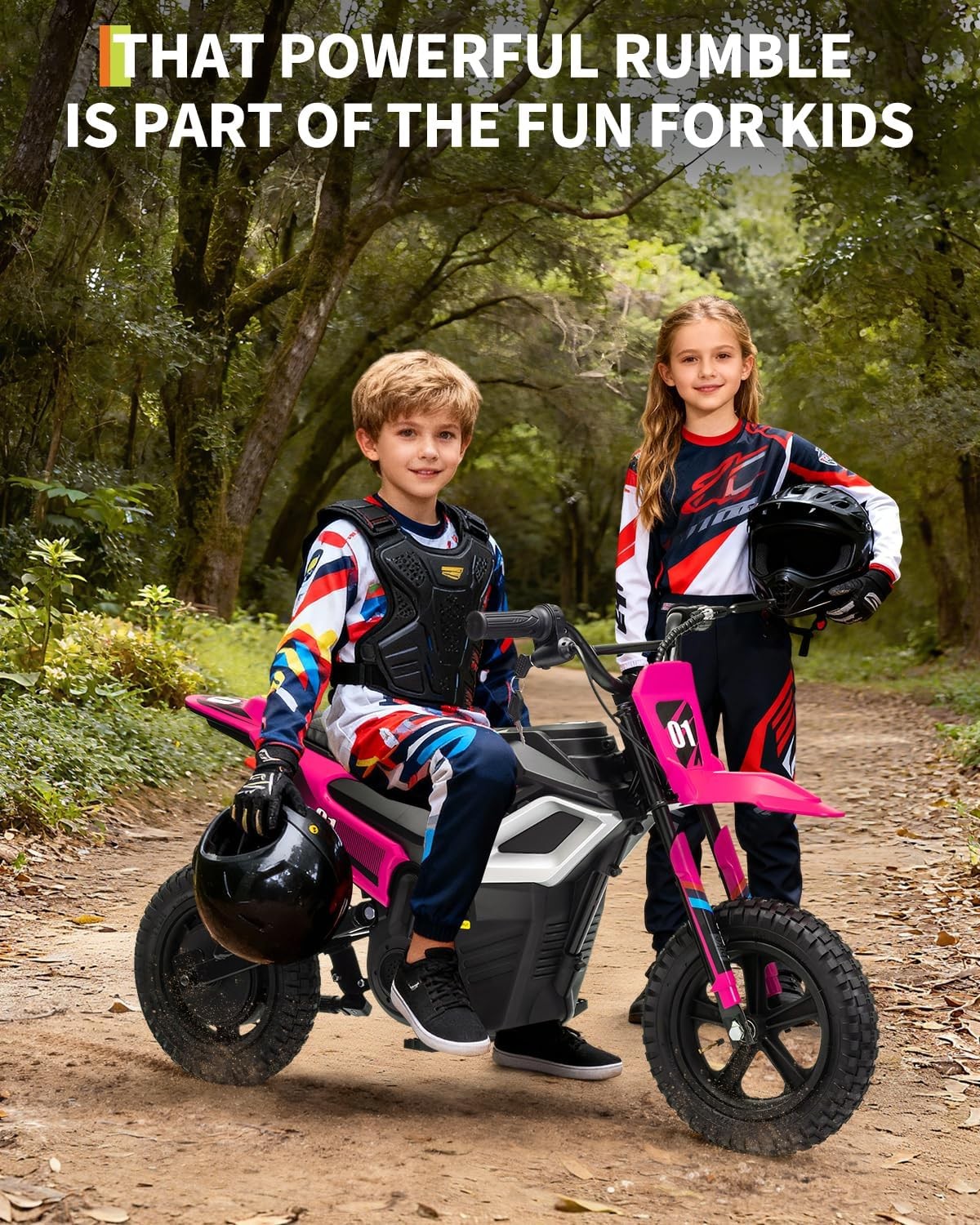 24V 350W Kids Electric Dirt Bike, 13.67 MPH, 12-Mile Range with Rear Suspension