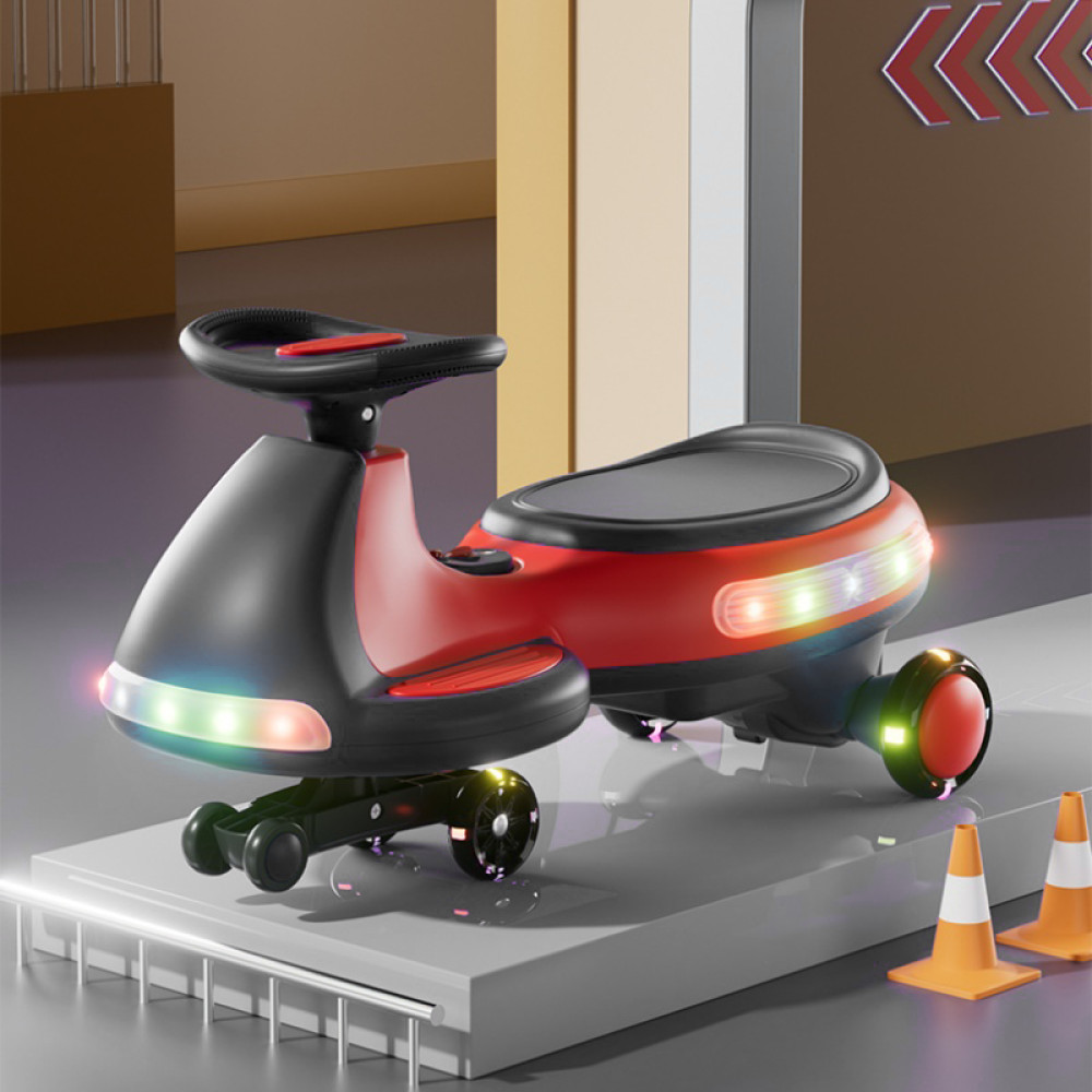 Electric Ride On Wiggle Car, LED & Music, Anti-Rollover, for Boys Girls Ages 3+