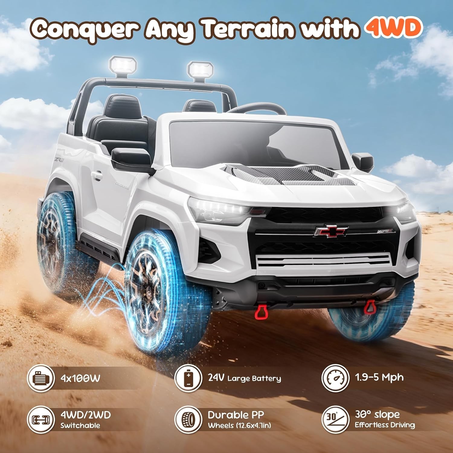 Licensed Chevrolet Colorado ZR2 24V 2-Seater Ride On Car for Kids Electric car