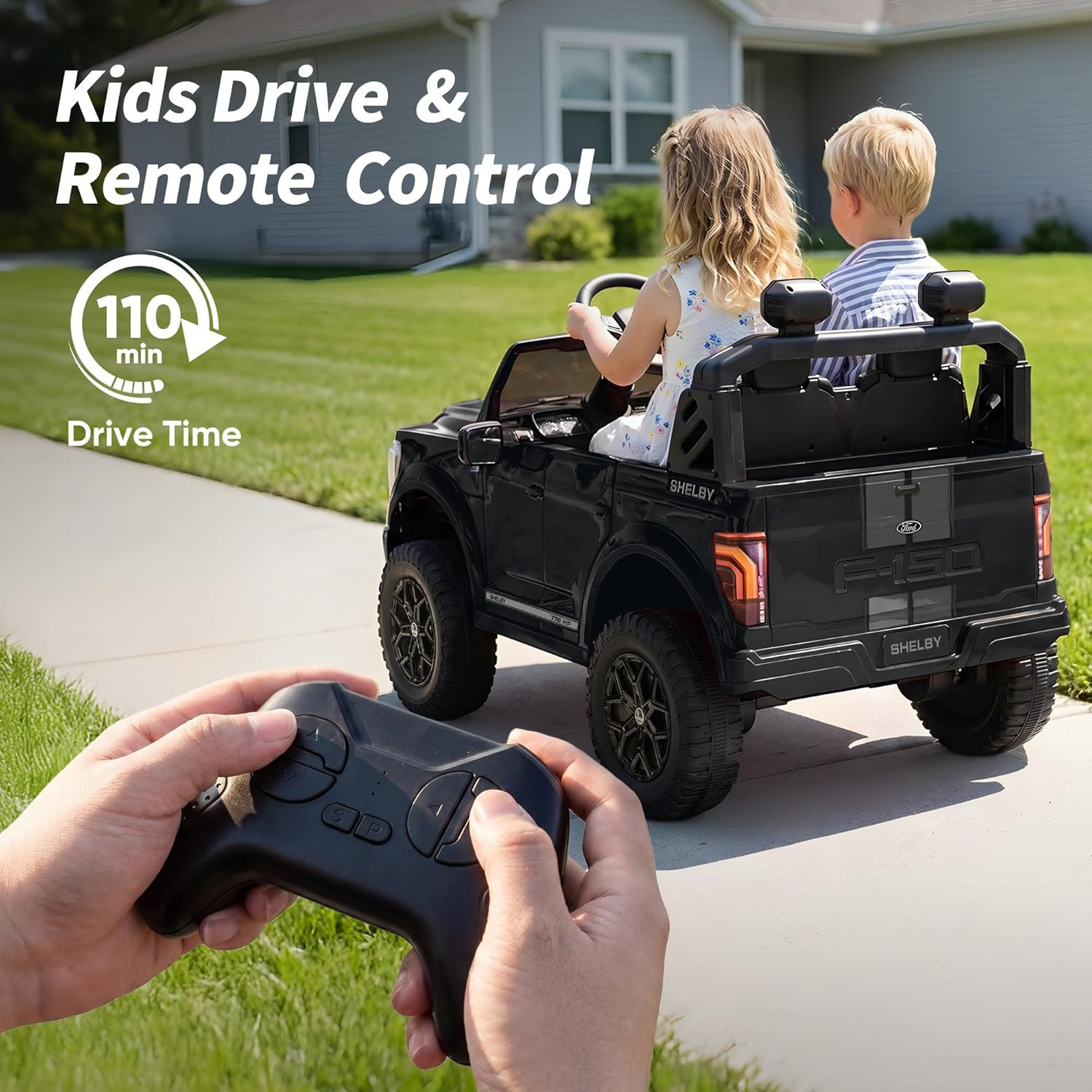 Hikiddo Licensed Ford Shelby F-150 2 Seater Ride on Car for Kids, 24V Electric C
