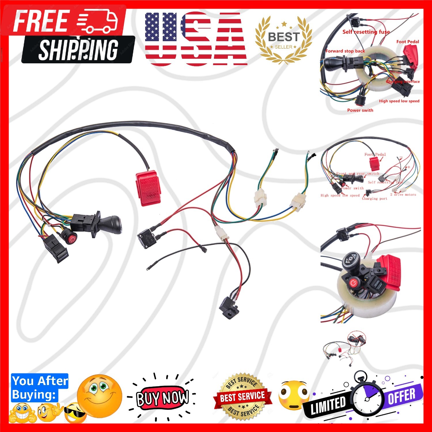 Children Electric Car DIY Accessories Wires,Self-Made Toy Car of Parts, for E…