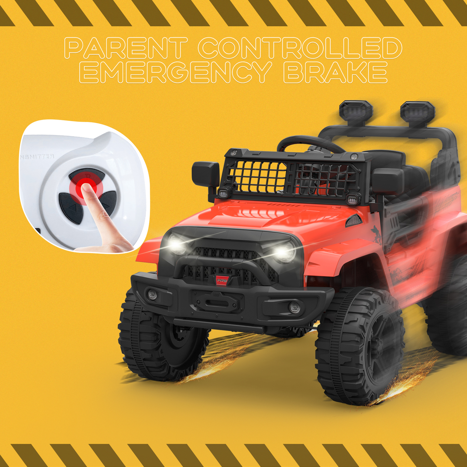 12V Kids Ride on Truck Car with Remote Control Spring Suspension, LED, Bluetooth