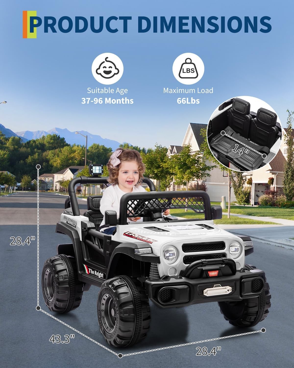 12V Kids Ride on Truck Toys for Big Kids Electric Vehicle with Parent Remote