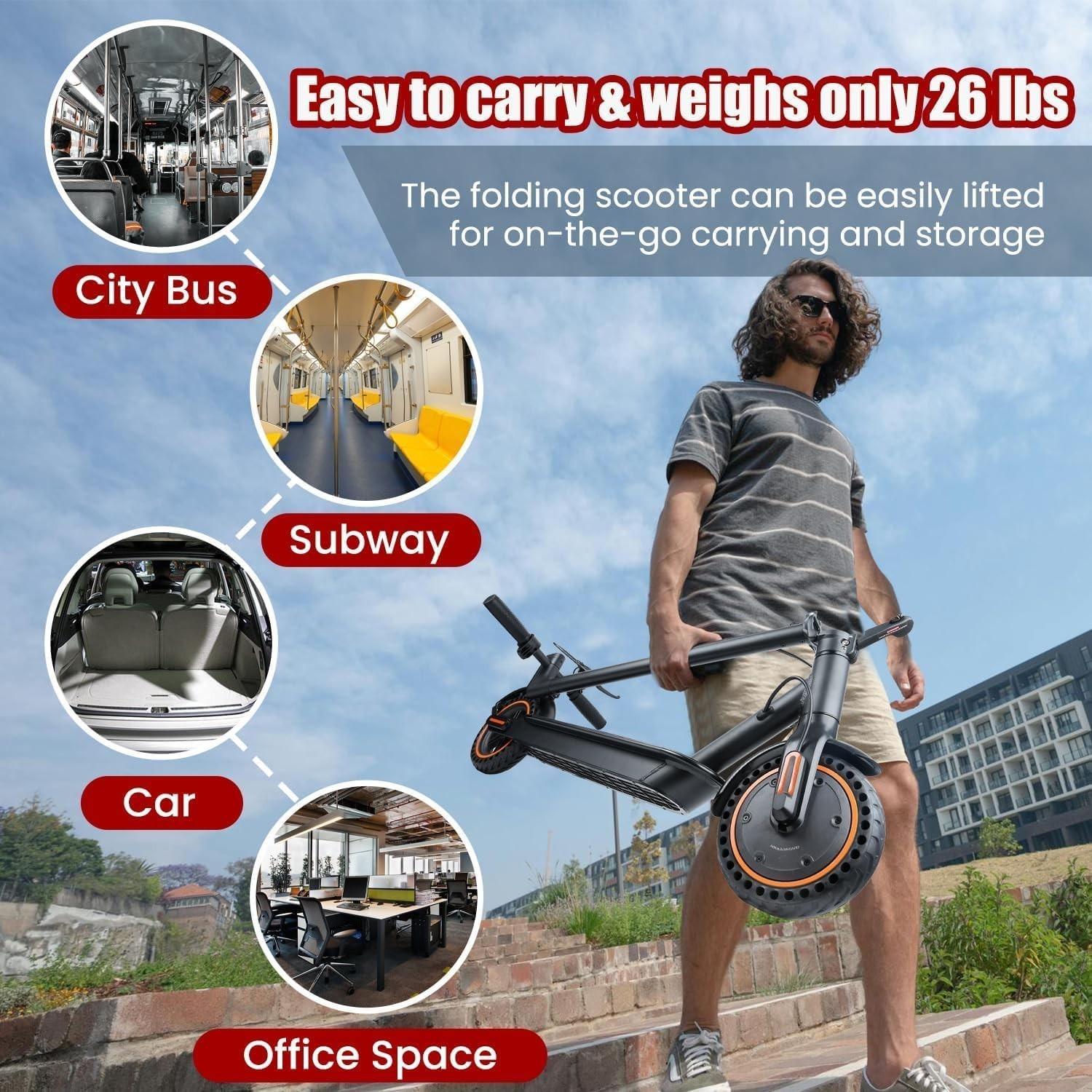 Electric Scooter for Adults, 8.5″ Solid Tires, 350/500W Motor, 16/19MPH Max Spee